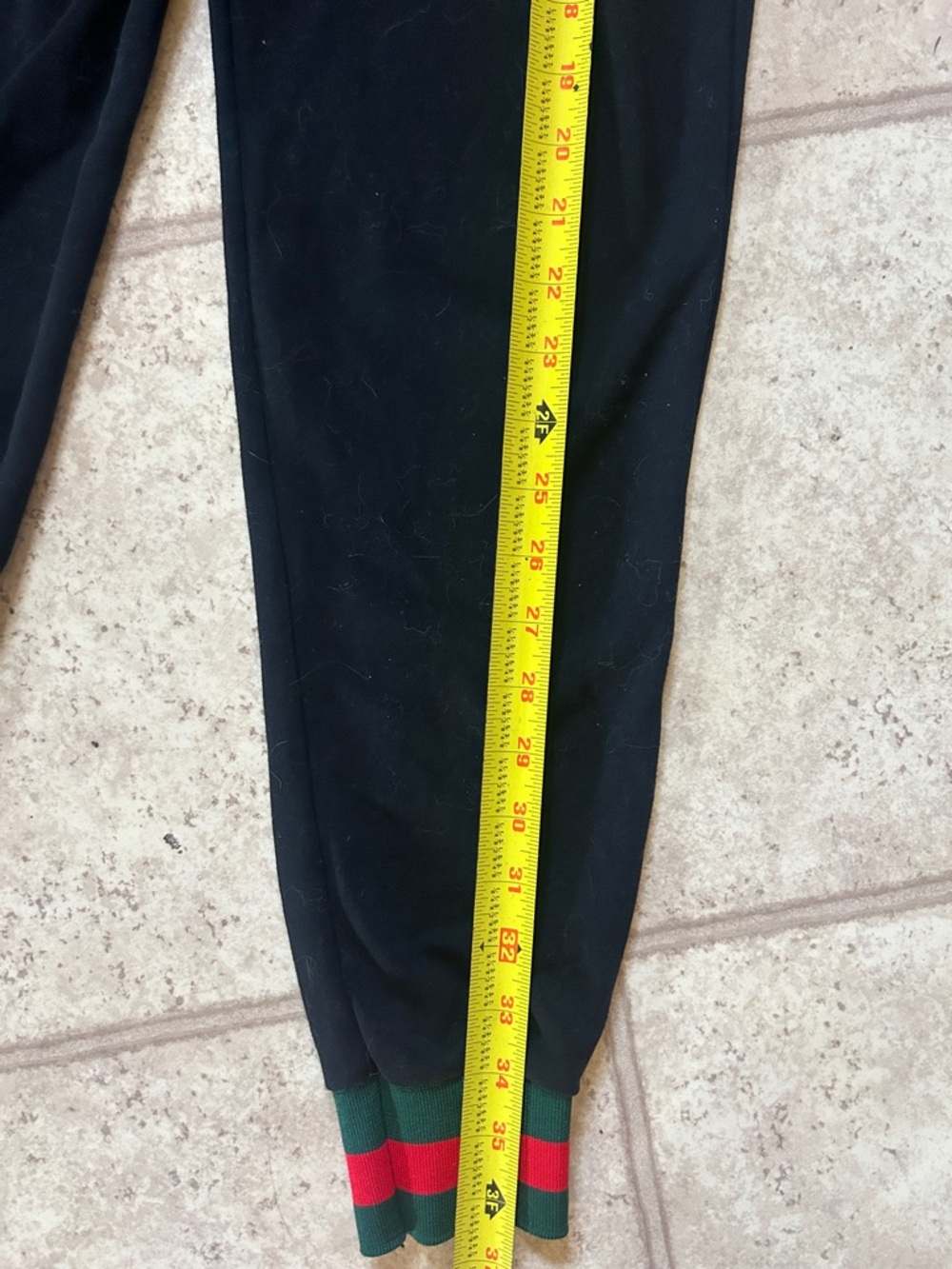 Gucci Black Track Pants with Red & Green Stripe Cuffs - Picture 9 of 9